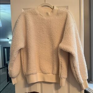 COS Cream Sherpa Crewneck Sweatshirt